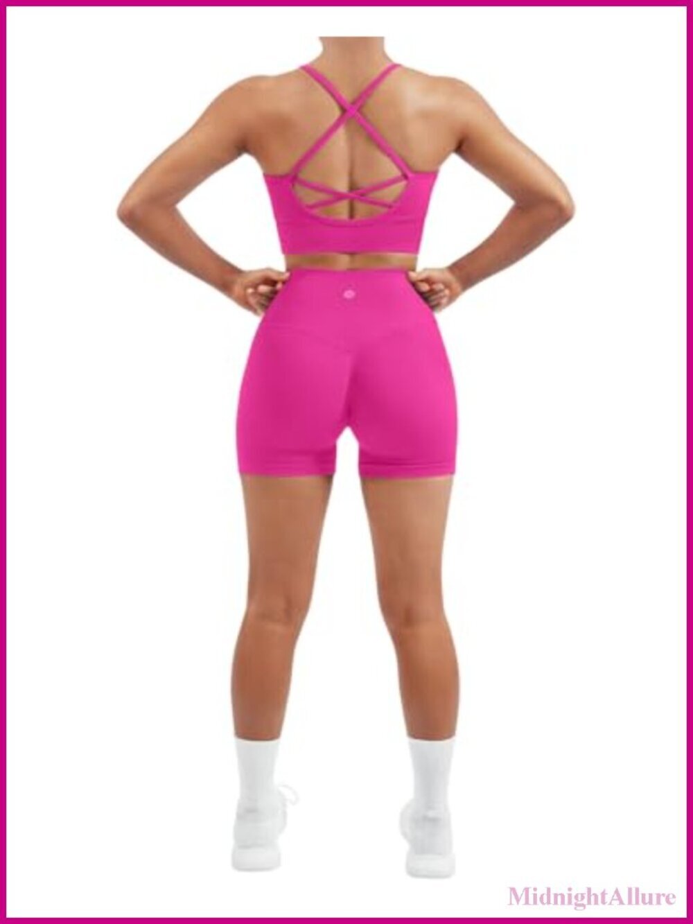 Seamless Two Piece Workout Set Criss Cross Sports Bra High Waist Booty Shorts